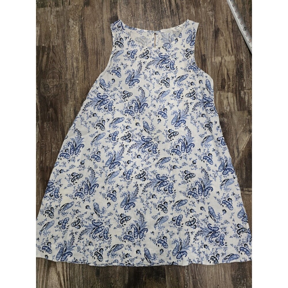 Lucky Brand Womens Linen Dress Size Medium Coastal Beach Floral Resort Vacation